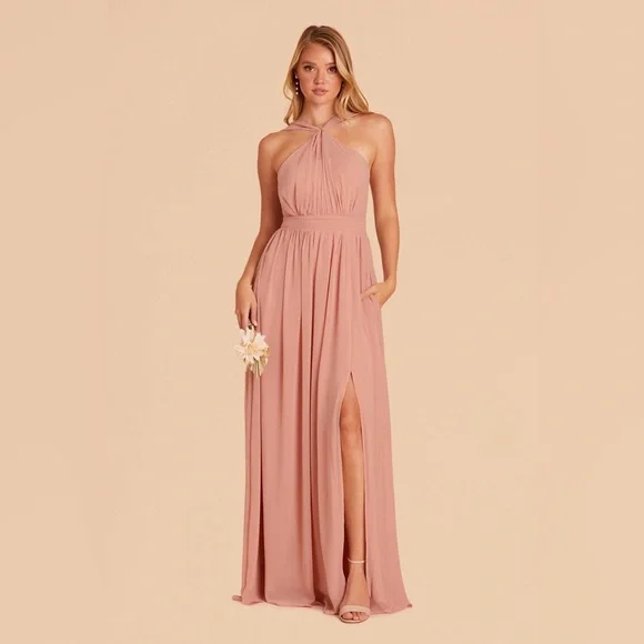 Kiko Dress - Chiffon in Dusty Rose - Picture 1 of 8
